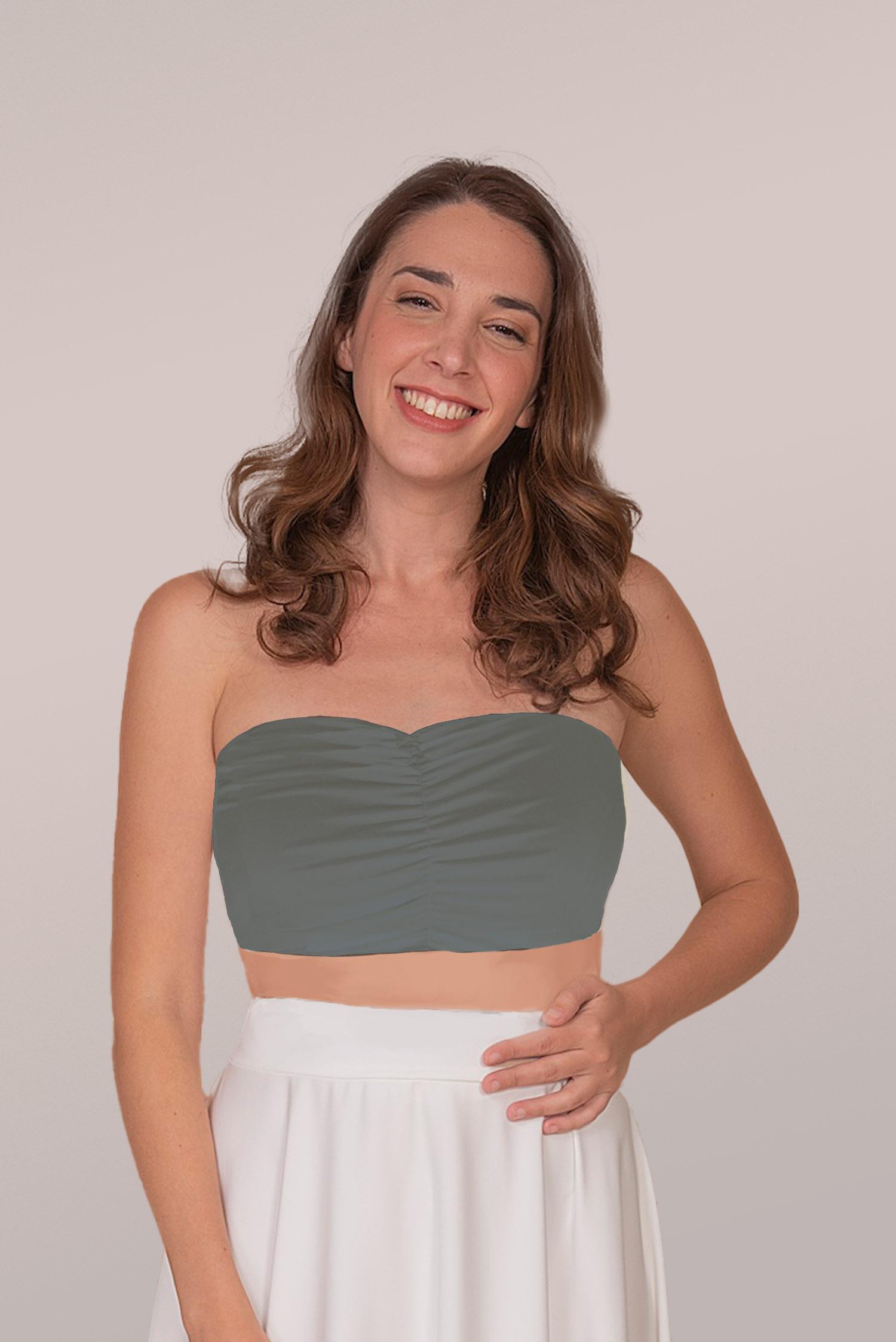 HEART BANDEAU IN DUSTY GREEN, S